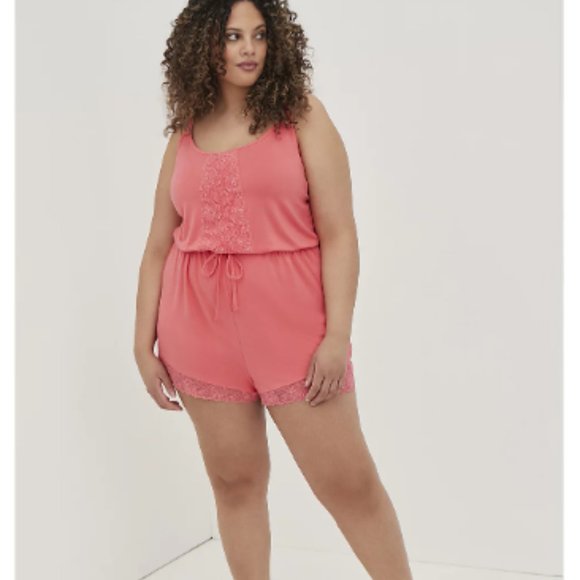 torrid Other - NWT Lace Trim Coral Sleep Romper